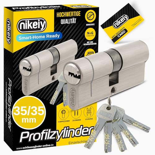 GERCAR Pro+ 1x cilindro de cerradura/cerradura de barril 70 mm - función de emergencia y peligro - 1x cerradura de puerta 35/35 - con 5 llaves - Longitud: 70 mm A: 35 B: 35