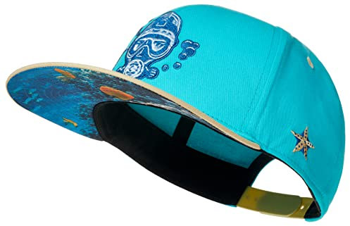 Cadency® Snapback Caps Herren und Damen, Einzigartig, Individuelle Themen Caps, Basecap gerader Schirm, Baseball Kappe, Damen, Unisex, Größenverstellbar, Diver, Türkis