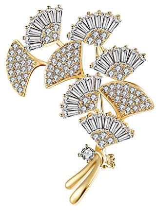 C H SZ CC Brosche Broschennadeln Mode-Anlage Blumenbrosche Ginkgo Biloba fächerförmige dekorative Pins mit Diamanten Broschen