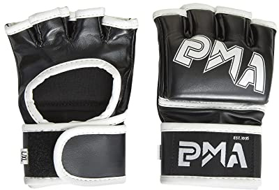 Guantes de piel para niños, para artes marciales mixtas, color negro y blanco (grande/XL)
