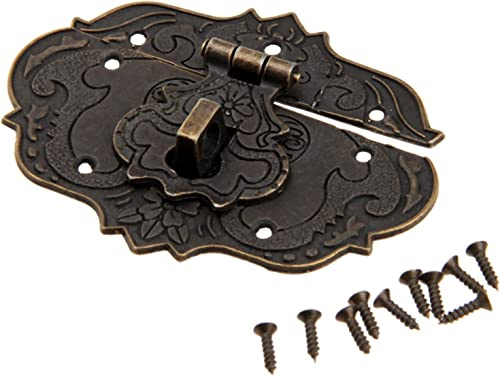 Mgoodoo Haspe Vintage Antik-Verschlüsse, Bronze Eisen Design, Möbel-Verschlüsse, Beschläge für Vorhänge-Schloss Schlösser an Truhen Kisten Schieber