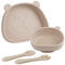 Piatto con Ventosa per Bambini in Silicone,Assiette Bébé 4 Set,Piatti Bambini Pappa Svezzamento Piatto con 1 Cucchiaio e 1 Forchetta, Piastra di Alimentazione per Neonati, Lavabile in Lavastoviglie