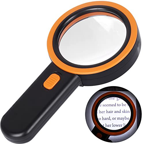 Lupa con Luz, 30X Lupas de Mano de Gran Aumento, Lupa para Leer Libros con 12 Leds También Son Adecuada para Soldadura, Inspección, Monedas, Joyería, Exploración