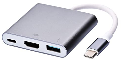 FIOUSY Adaptateur USB C vers HDMI 4K Multiport AV Convertisseur avec Port USB 3.0 pour MacBook Pro/S8+/S9+/Projecteur/Moniteur