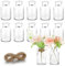 Lannvan 12 Mini Vases en Verre - Petits Vases pour Decoratifs de Table Mariage - Vases Décoratifs avec Ficelle - Mini Vase en Verre pour Décorations de Table Moderne - Lave Vaisselle - 130ml