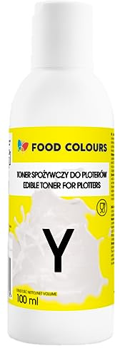 Food Colours Lebensmitteltinte für Plotter YELLOW 100ML Essbarer Druck, Druck auf Waffelpapier Dekorative Ergänzung für Torten