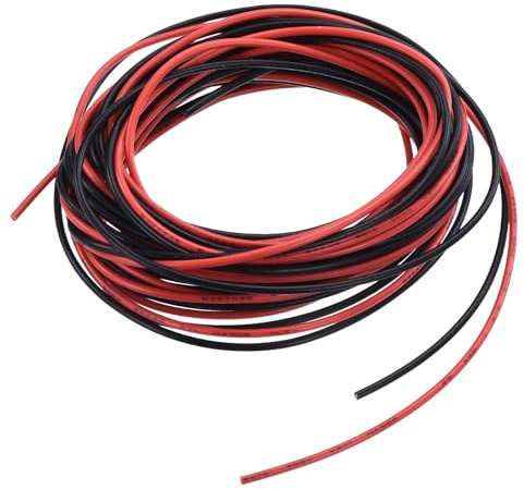 QUARKZMAN Calibro 24 Cavo Collegamento PVC 3,0m/10 Piedi 24AWG Filo Elettrico Flessibile UL1007 Trefoli Rame Stagnato Nero Rosso 1,5mm Dia per Collegamenti Interni Aeromodelli