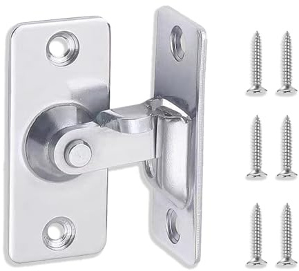 UBRAVE Door Lock Bolts, Door Latch Buckle with Screws, SUS304 Stainless Steel Brushed Finished, Internal Door Lock for Barn, Garden, Bathroom, Garage, SlidingDoor, Silver，1 Pack