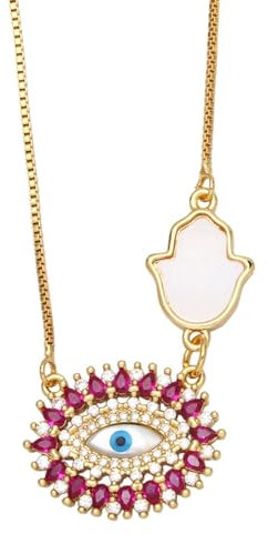 Collar Colgante Cadena Hombre Mujer Joyas Necklace Collares para Mujer Fucsia