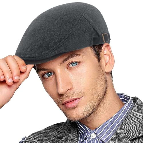 CheChury platt keps för män Peaky Blinders hatt tweed bomullsblandning Newsboy murgröna keps körhatt justerbar man platta kepsar Storbritannien basker hatt vår höst vinter, Tweed-höst/vinter-svart,