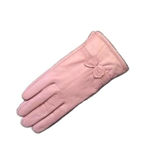 AYWTIUN Handschuhe Damen Winter Damen Lederhandschuhe Winterhandschuhe Schaffellhandschuhe Herbst und Winter weibliche Winddichte Handschuhe(Pink)