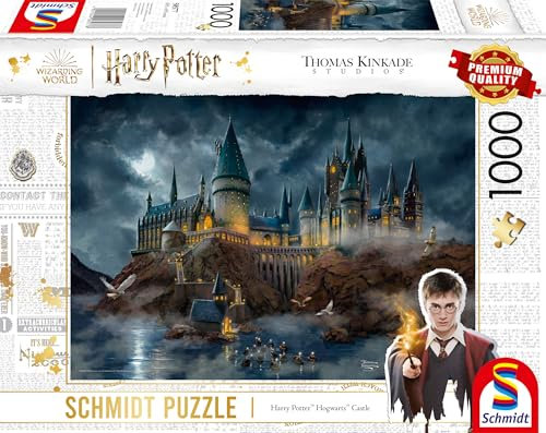 Schmidt Spiele 58577-Puzzle da 1000 pezzi, Thomas Kinkade, Wizarding World, Harry Potter, Castello di Hogwarts, Multicolore, 69.3 x 49.3 cm, 58577