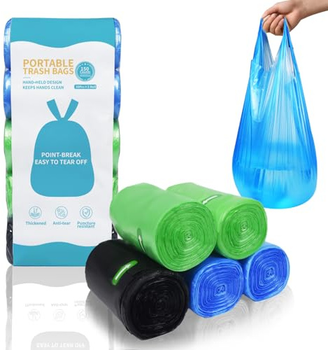 O2frepak 15 Litre Extra Strong Heavy Duty Bin Bags,Garbage Bags with Durable Drawstring,Waste Disposal Bags for Household or Commercial Use(150Counts,Colorful)