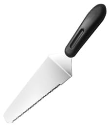 JHDDIA Cake Knife Edge Thin Cutting Mousse Stainless Steel Japanese Pie Server Steak Eel Omelette Non-Slip Handle Pizza Server Transfer Pastries Banquets(1pcs,Pizza spatula with teeth)