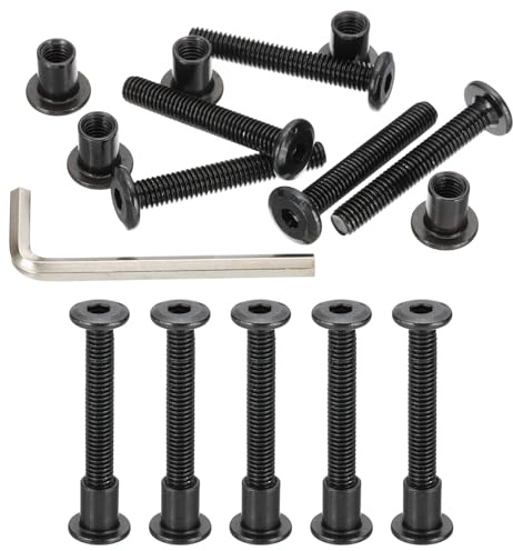 PATIKIL Vis À Tête Hexagonale M6x45mm, 10 Jeux Vis À Fixation Chicago Tige De Liaison Écrou Goujon En Acier Carbone Avec Clé Hexagonale Pour Meubles Chaises Tables Armoires, Noir