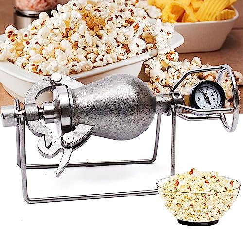 Popcorn Machine Traditional Popcorn Machine, Stainless Steel Mini Popcorn Pot, Retro Popcorn Maker with Stand, for Family Gathering Party Fun