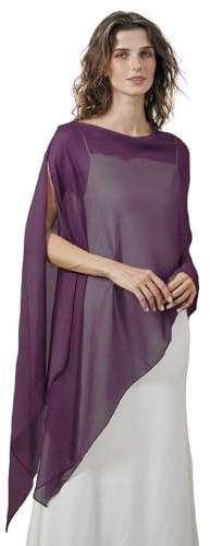 BEAUTELICATE Cape Boléro Transparente En Crêpe Châle Étole Chic Léger Texture De Femme Mariée Demoiselle d'honneur Mariage Invité Soirée Cérémonie D’été(Violet Prune,Taille Unique)