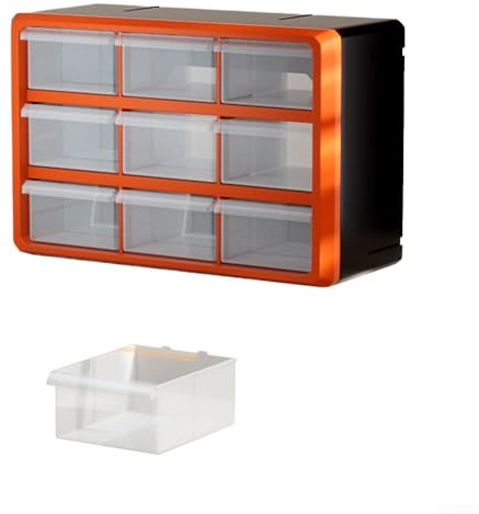 Schubladen-Organizer aus Kunststoff mit mehreren Fächern für Garage und Werkstatt (orange)