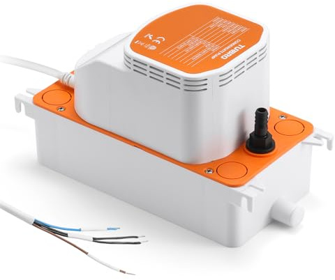 TURBRO Bomba de Condensado 120 GPH 1/30 HP para Aire Acondicionado | 100-240V, para Aire Acondicionado, Deshumidificador y Caldera. Bomba de Evacuación de Agua de 120 GPH y 1/30 HP.