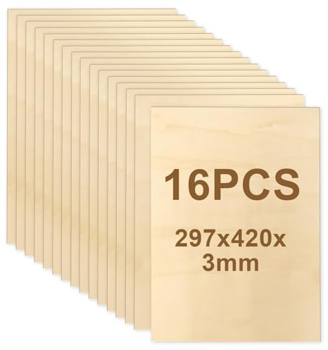 Plywoodskiva 3 mm – 16 stycken A3-lindträplattor 420 × 297 × 3 mm, träplattor för pyssel, laserträ, pysselträplattor, modellbygge trä, plywood