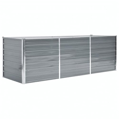 Aiuola rialzata da giardino in acciaio zincato, 240 x 80 x 77 cm, grigio, durevole e resistente alle intemperie, per verdure, erbe e fiori, ideale per giardino e balcone