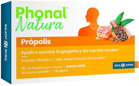 Cuidado de la garganta. PHONAL NATURA PROPOLIS LIMÓN, 24 pastillas. REIG JOFRE
