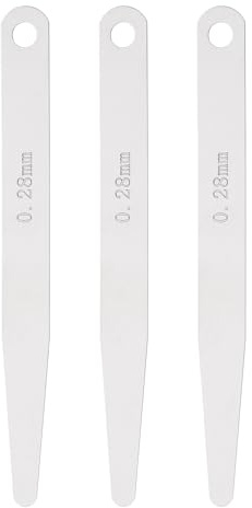 sourcing map Spessimetro a lama singola ovale da 0,28 mm, in acciaio inox 3CR-13, strumento di misurazione per riparazione valvola, candela per chitarra, 3 pezzi