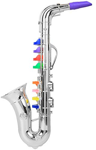 SENECESLI Mini-Saxophon-Spielzeug, Farbcodierte Tasten, Kinder-Musikinstrument, Ungiftiges Silber für Kreatives Spielen (Silver)