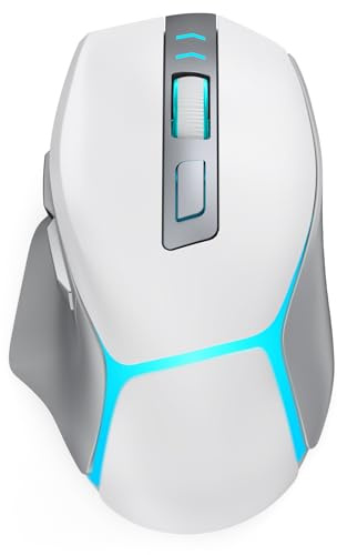 JOYACCESS Ratón inalámbrico para juegos, compatible con Bluetooth/2.4 g/conexiones por cable 12500 DPI, 1000 Hz, recargable, 20 m de clics, 6 botones, mouse ergonómico retroiluminado RGB para