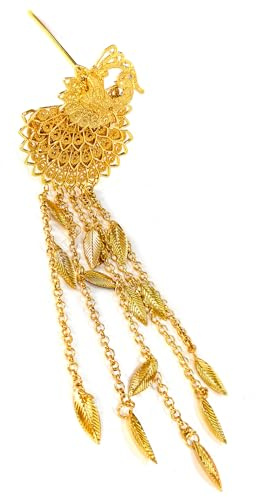 Bastoncini cinesi per chignon, nappe, bacchette, forchetta in sughero di pavone, ago tailandese, bacchette dorate tradizionali thailandesi