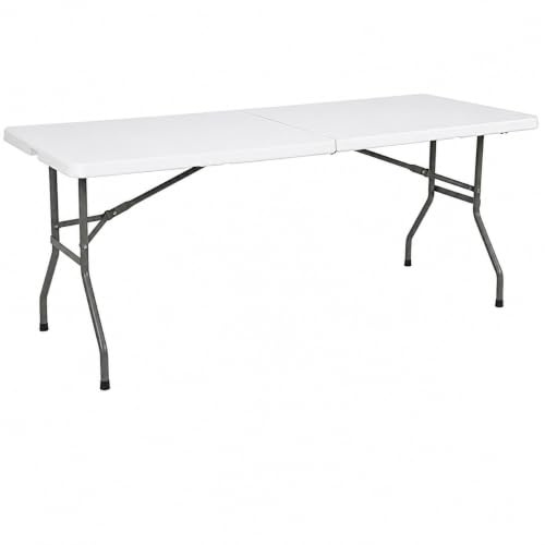Tavolo Pieghevole da Giardino 180x70x74 cm, Tavolo da Campeggio Richiudibile a Valigetta con Maniglia, Tavolo Buffet Salvaspazio per Esterno, Cucina, Feste e Picnic
