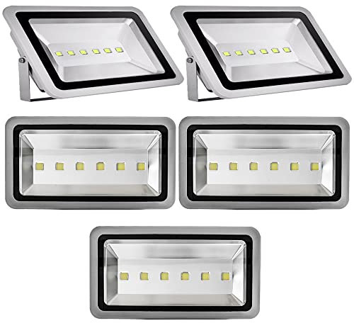 5pcs 300W LED Foco Proyector para Exteriores,ALPHA DIMA Blanco Frio Resistente Al agua IP65,120 Grados Luz Amplia,Luz de Seguridad Floodlight