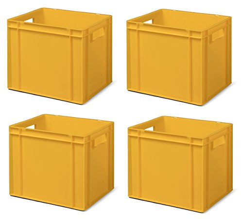 4 stapellådor, gul, 400 x 300 x 320 mm (L x B x H), volym: 29 l, för professionellt bruk, i PP