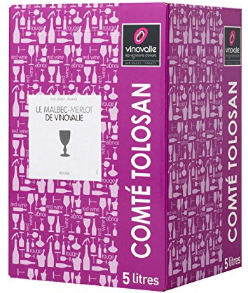 Vino Tinto Merlot-Malbec 5L - Origen Francia - IGP Comté Tolosan - Bag-In-Box