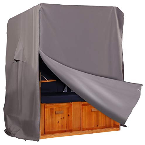 Strandkorb Hanse Schutzhülle Winterfest aus 600 D Oxford Gewebe mit extra flexiblem Klettverschluss, Premium Strandkorbhülle 120cm breit in grau