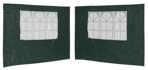 vidaXL 2X Pared Lateral Carpa Fiesta con Ventana PE Verde Cenadores Exterior