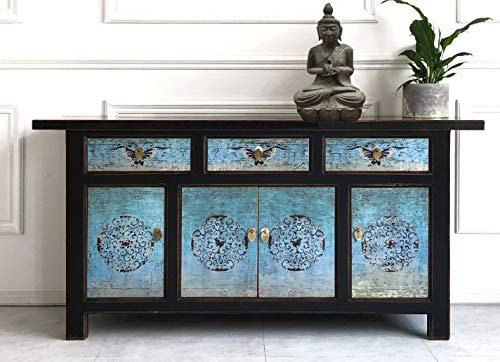 OPIUM OUTLET Meuble Chambre Chinois Asiatique Vintage Oriental Armoire Buffet Commode Sideboard Console chiffonnier entièrement monté