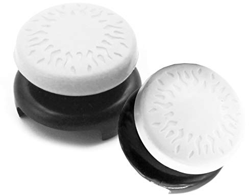 TEUVO Thumbsticks, Silikon Thumbsticks Griffe Mützen für PS5 Controller und für PS4 Controller auf Hilfe mit Zielen, Steuerung und Reduzieren Daumen Müdigkeit, Weiß, 2 Stück