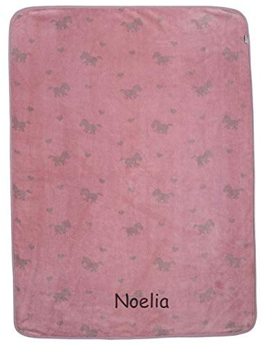 Sterntaler Plüschdecke Pony Pauline, Babydecke Bestickt mit Namen, Namensstickerei personalisierbar, Schmusedecke Kuscheldecke Kinderdecke 100x75 lila/rosa, Geschenk zur Geburt
