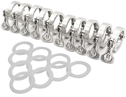 XLBH Stainless steel material 1.5 2 2.5 3 3.5 4 Stainless Steel Sanitary Tri Clamp Clamps Clover for Ferrule SS304 For pipe support (Color : 10pieces, Size : 3 Inch)