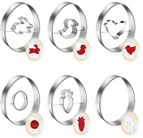 Ausstecher Ostern,6 Stück Ausstechförmchen Ostern Set,Plätzchenausstecher Ostern,Keksausstecher Oster,Keksausstecher aus Edelstahl,Osterplätzchen Ausstecher von Küken, Kaninchen, Karotten, Eier