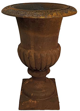 zeitzone Französische Louvre Vase Amphore Gusseisen Schwer Antik-Stil Edel- Rostig 40 cm