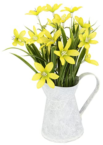 Künstliche Blume Sternblume in Kanne Frühblüher Frühlingsblumen Blüten Pflanzen Mittelstücke Osterdeko Frühjahr Kunstblume Seidenblume Topfpflanze Kunstpflanzen Frühlingsblüher Frühling Deko