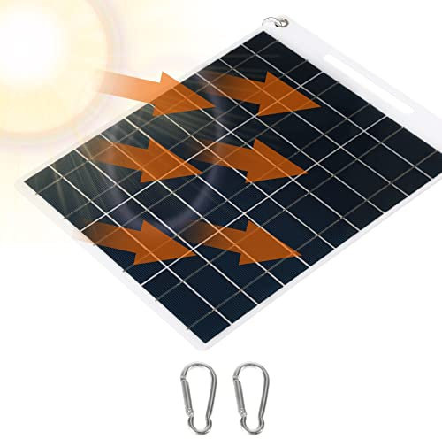 Jadeshay Pannello Solare,30W 5V Caricatore Solare Portatile Mini Pannello Fotovoltaico Pannelli Solari con Porta Dual USB Cella Solare Silicio Policristallino per Telefono Esterno Escursioni Campeggio