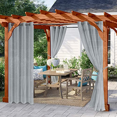 DEZYPZAM Outdoor Gardinen, Outdoor Vorhang Transparent 2 Stücke, Wasserdicht Outdoorvorhang Pavillon & Terrasse Deko Balkon Vorhang Outdoor, Gardinen (132 * 274cm,Grau)