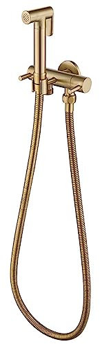 PulvéRisateur De Bidet à Main Pour Toilette,Kit Douchette Wc Suspendu,Douchette Toilette Wc Suspendu,Buse De Surpression Puissante En Cuivre Tout En Cuivre,Or Brossé
