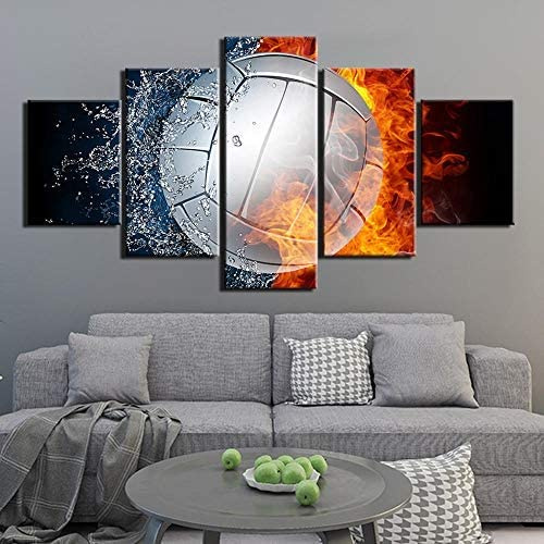 Leinwandbild Wandbild Bild 5-Tlg Volleyball Rahmenlos 150 X 100 Cm Leinwanddrucke Kunstdrucke Dekor Kunstwerke Moderne Bilder Für Heimdekorationen Wohnzimmer Esszimmer Schlafzimmer
