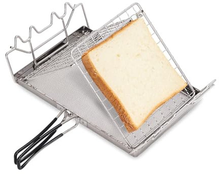 Natudeco Grille-Pain De Camping Portable Grille-Pain De Camping Grille-Pain De Cuisinière Pliable Grille-Pain De Cuisine en Plein Air en Acier Inoxydable pour Voyage De Pique-Nique