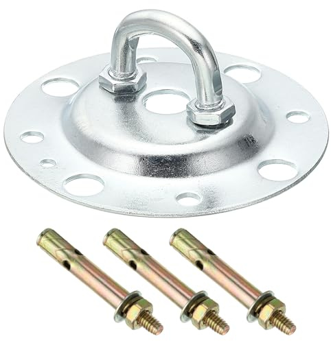 PATIKIL 176lbs 90mm Steel Ceiling Hooks, Ceiling Fan Hook Pad Eyes Plate Wall Hanger Hardware with Mounting Screws for Hanging Lamp Plant Baskets