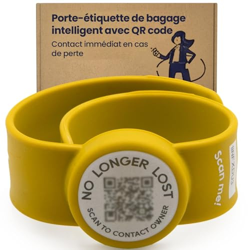 NoLongerLost Bracelet Sécurité Enfant avec Fermoir | Avec QR Code & Alertes GPS | Étanche & Anti-UV | Perdu Réutilisable - Jaune